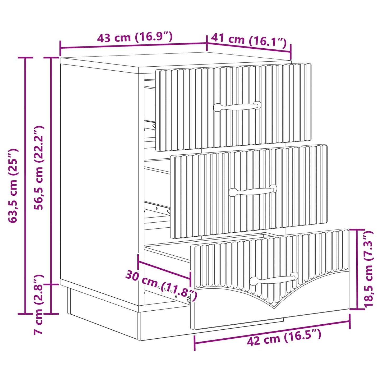 vidaXL Bedside Cabinet Smoked Oak 43 x 41 x 63.5 cm Engineered Wood