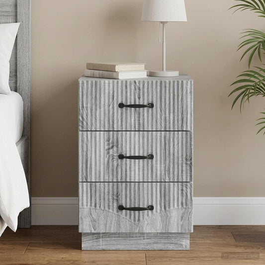 vidaXL Bedside Cabinet Grey Sonoma 43 x 41 x 63.5 cm Engineered Wood