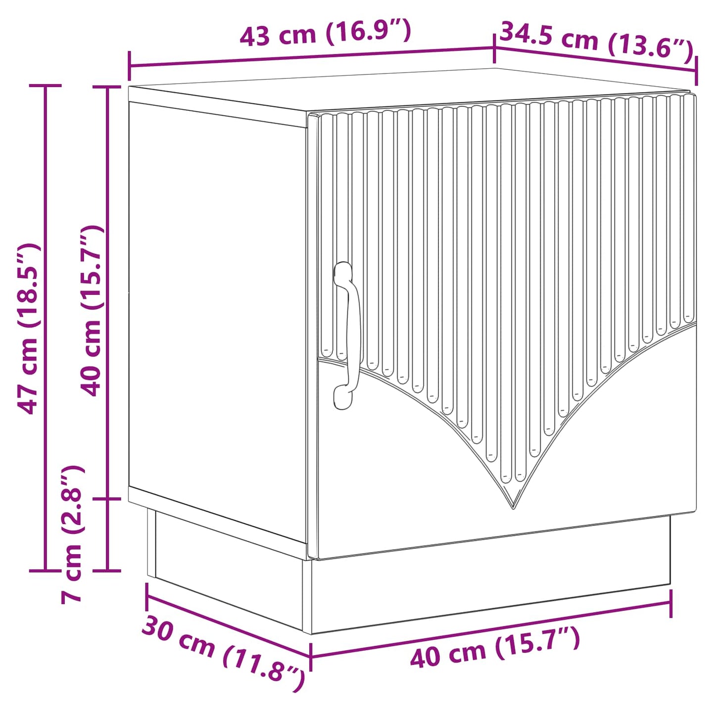 vidaXL Bedside Table Black 43 x 34.5 x 47 cm Engineered Wood
