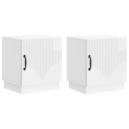 vidaXL Bedside Table 2 pcs High Gloss White 43 x 34.5 x 47 cm