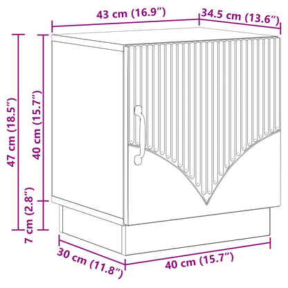 vidaXL Bedside Table Smoked Oak 43 x 34.5 x 47 cm Engineered Wood