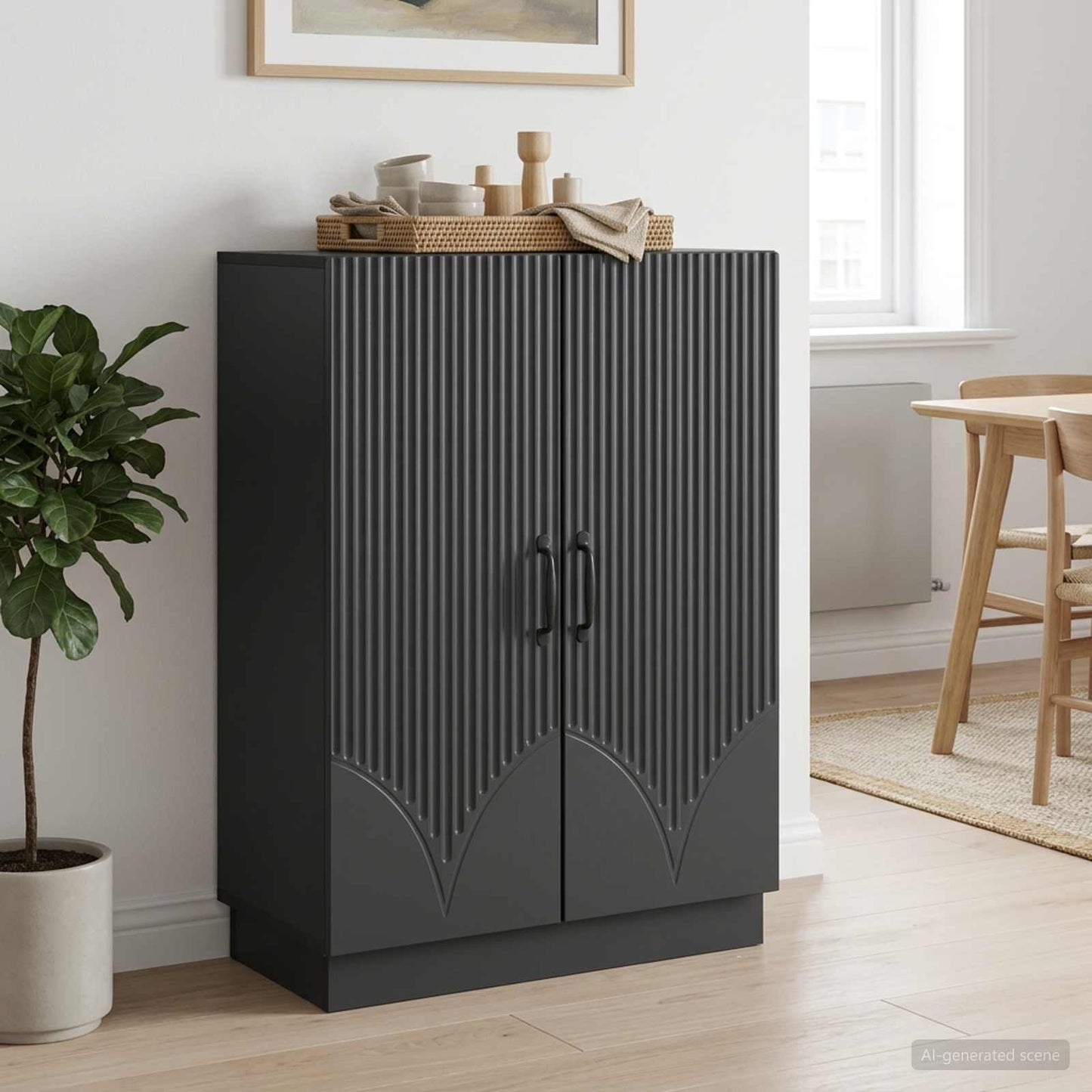 vidaXL Sideboard Black 66 x 34.5 x 87 cm Engineered Wood