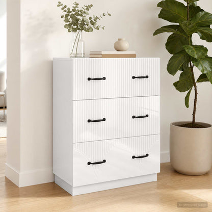vidaXL Drawer Cabinet White 66 x 34.5 x 87 cm Engineered Wood