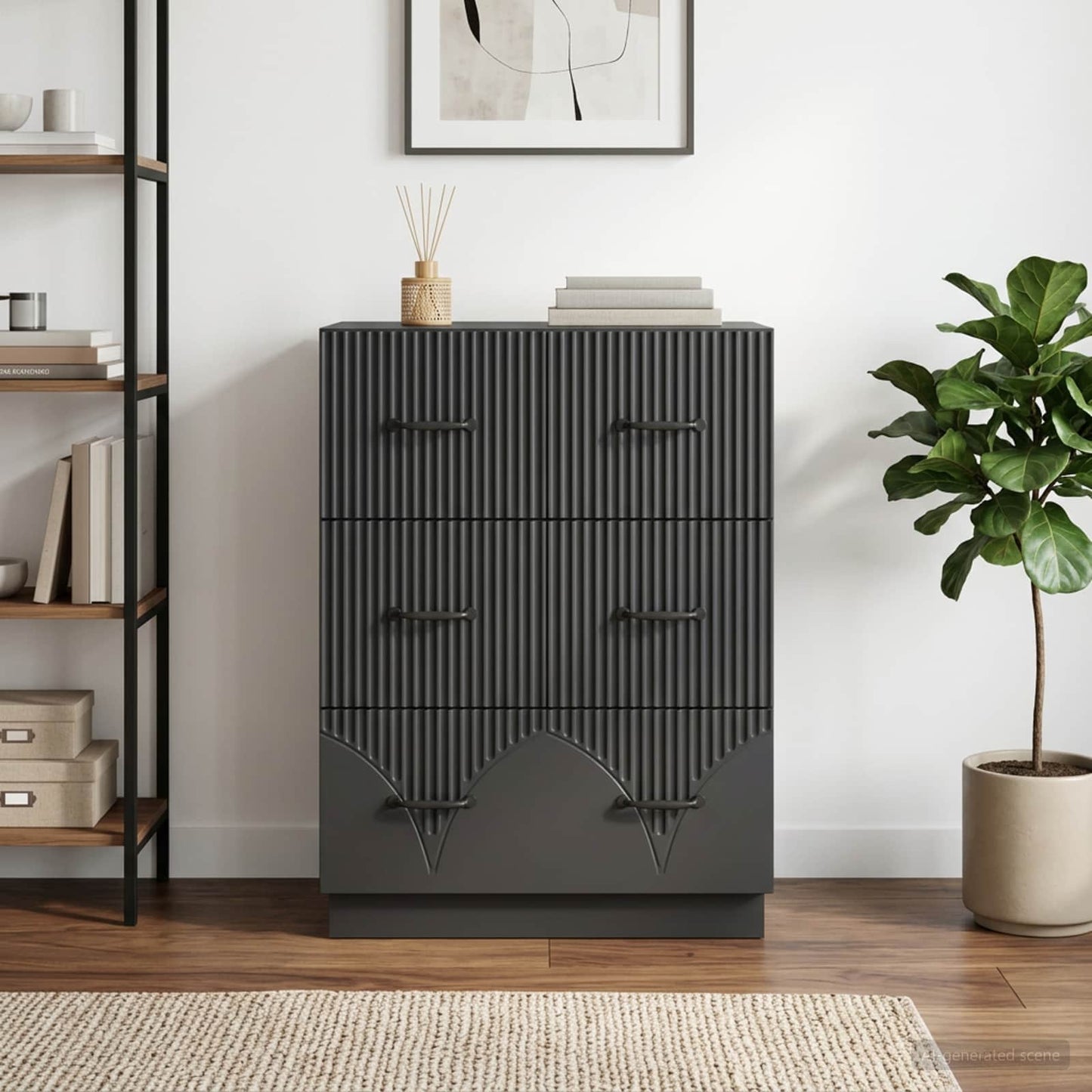 vidaXL Drawer Cabinet Black 66 x 34.5 x 87 cm Engineered Wood