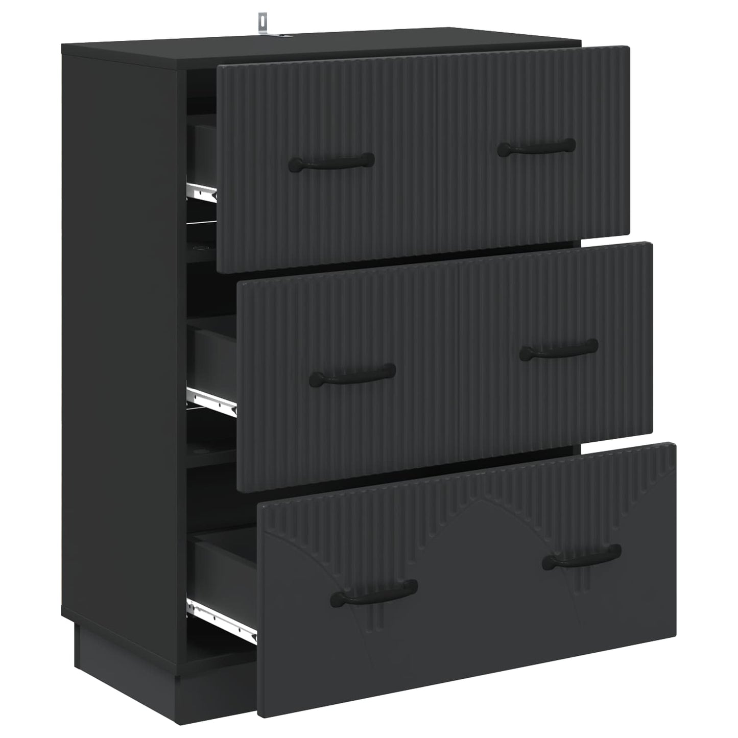 vidaXL Drawer Cabinet Black 66 x 34.5 x 87 cm Engineered Wood