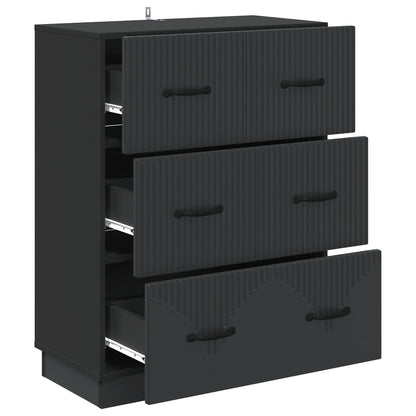 vidaXL Drawer Cabinet Black 66 x 34.5 x 87 cm Engineered Wood