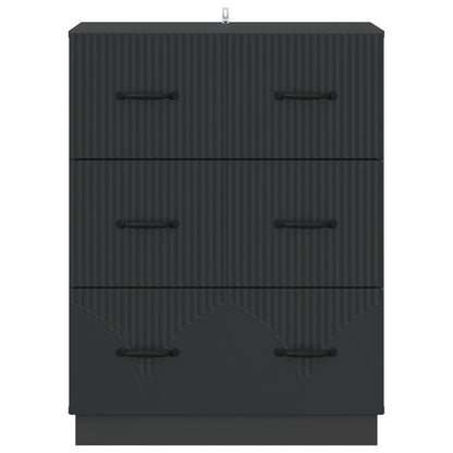vidaXL Drawer Cabinet Black 66 x 34.5 x 87 cm Engineered Wood