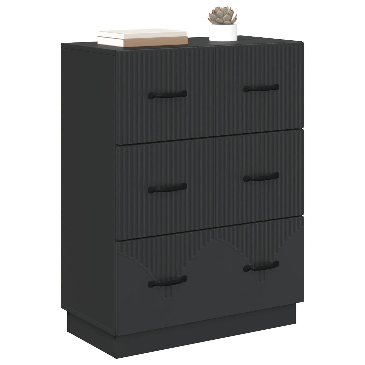 vidaXL Drawer Cabinet Black 66 x 34.5 x 87 cm Engineered Wood