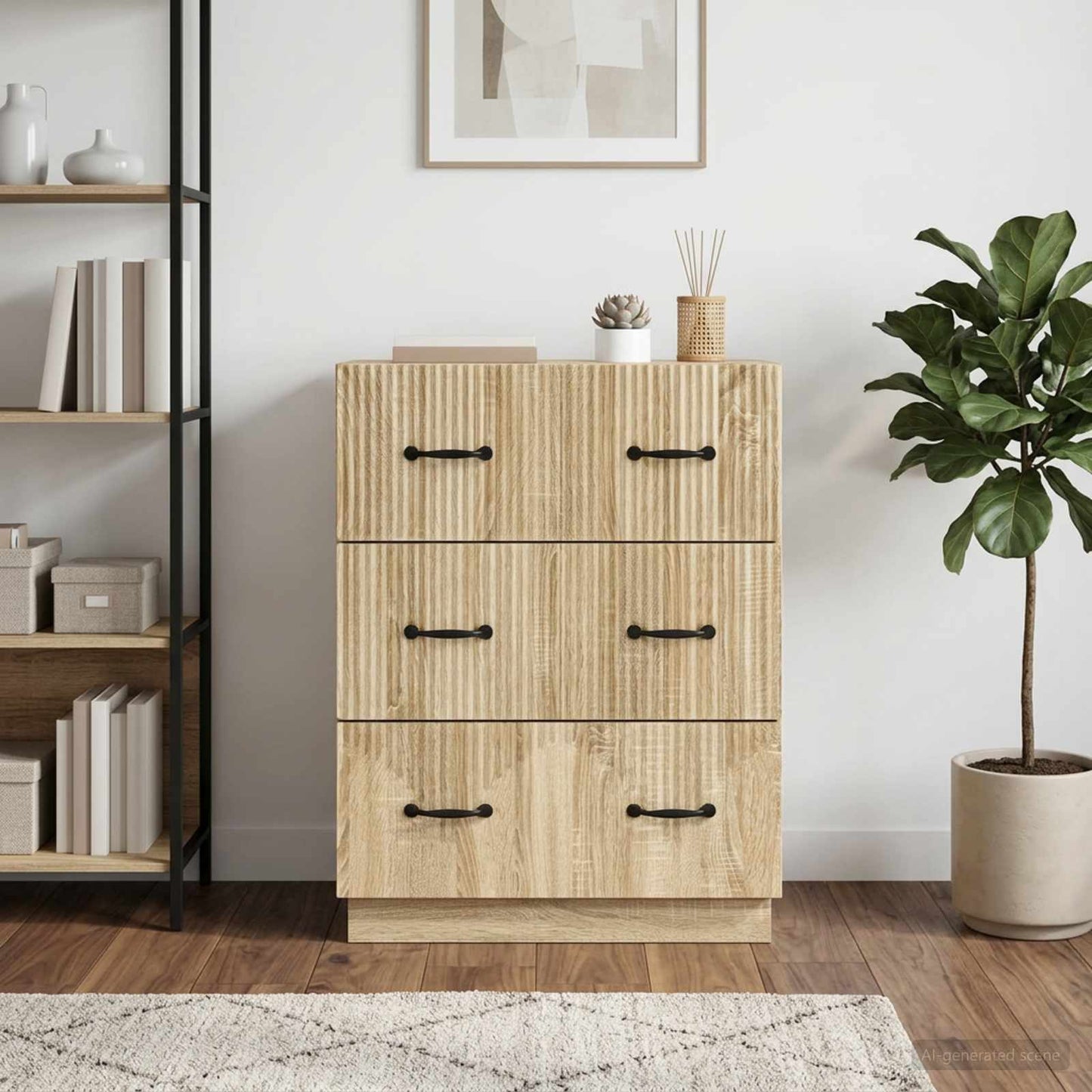 vidaXL Drawer Cabinet Sonoma Oak 66 x 34.5 x 87 cm Engineered Wood