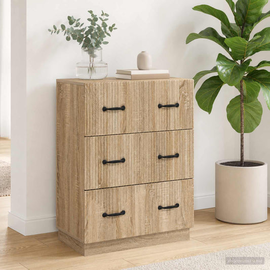 vidaXL Drawer Cabinet Sonoma Oak 66 x 34.5 x 87 cm Engineered Wood