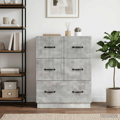 vidaXL Drawer Cabinet Concrete Grey 66 x 34.5 x 87 cm Engineered Wood