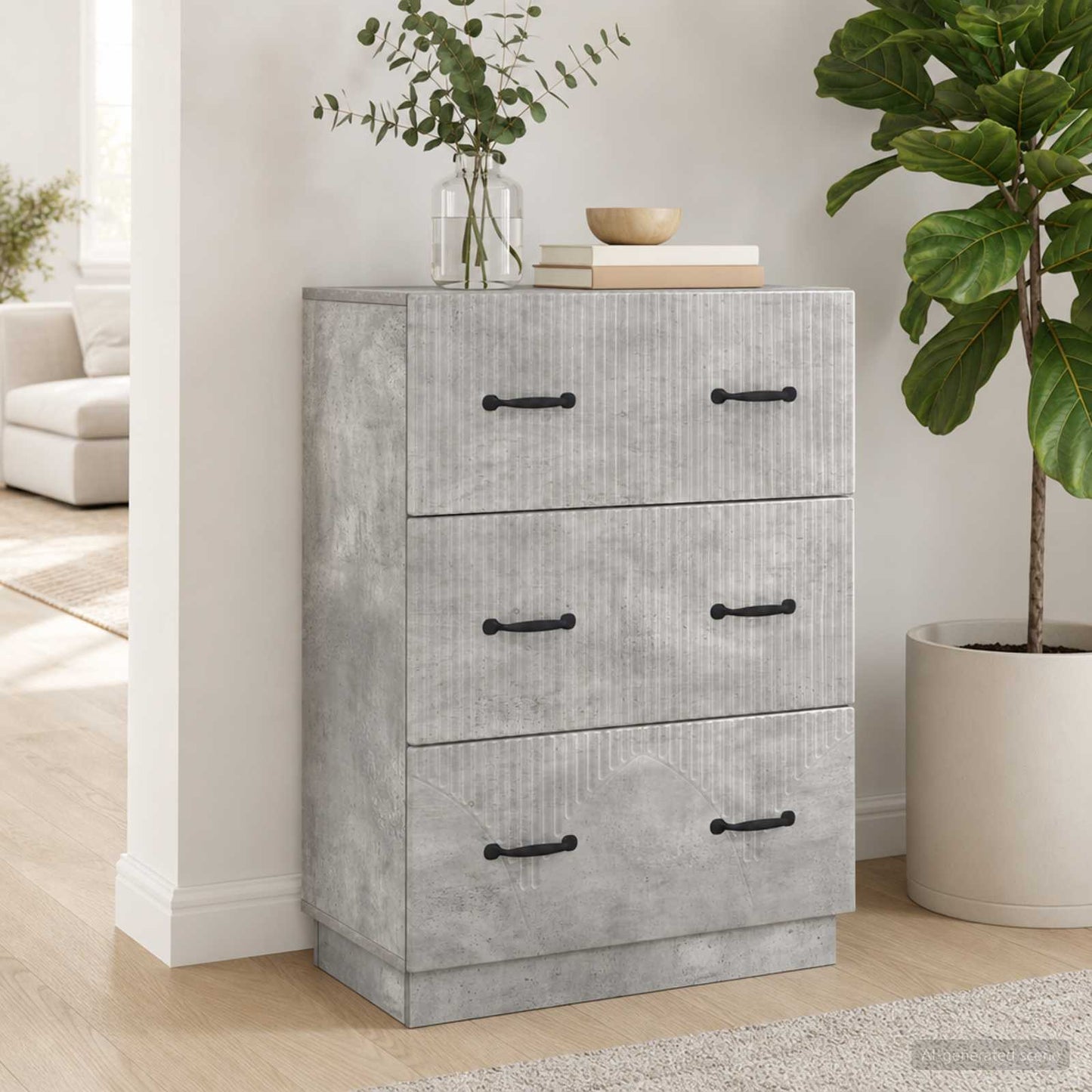 vidaXL Drawer Cabinet Concrete Grey 66 x 34.5 x 87 cm Engineered Wood