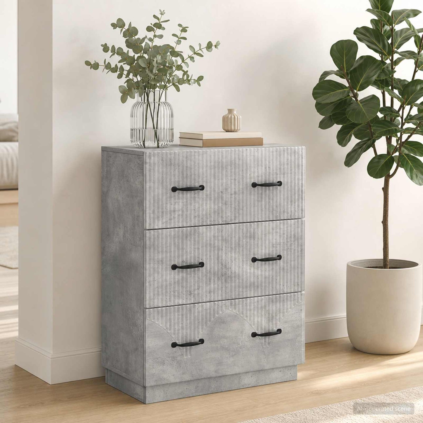 vidaXL Drawer Cabinet Concrete Grey 66 x 34.5 x 87 cm Engineered Wood