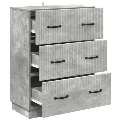 vidaXL Drawer Cabinet Concrete Grey 66 x 34.5 x 87 cm Engineered Wood
