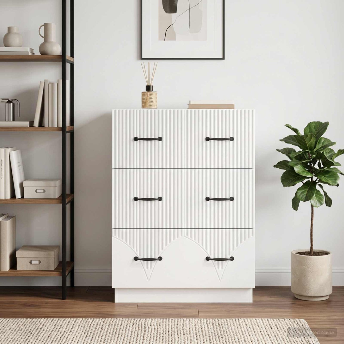 vidaXL Drawer Cabinet High Gloss White 66 x 34.5 x 87 cm