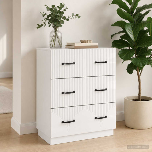 vidaXL Drawer Cabinet High Gloss White 66 x 34.5 x 87 cm