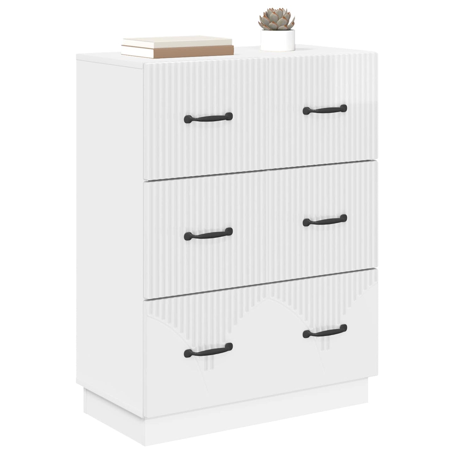 vidaXL Drawer Cabinet High Gloss White 66 x 34.5 x 87 cm