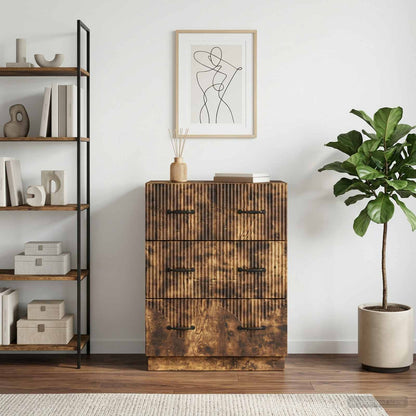vidaXL Drawer Cabinet Smoked Oak 66 x 34.5 x 87 cm Engineered Wood