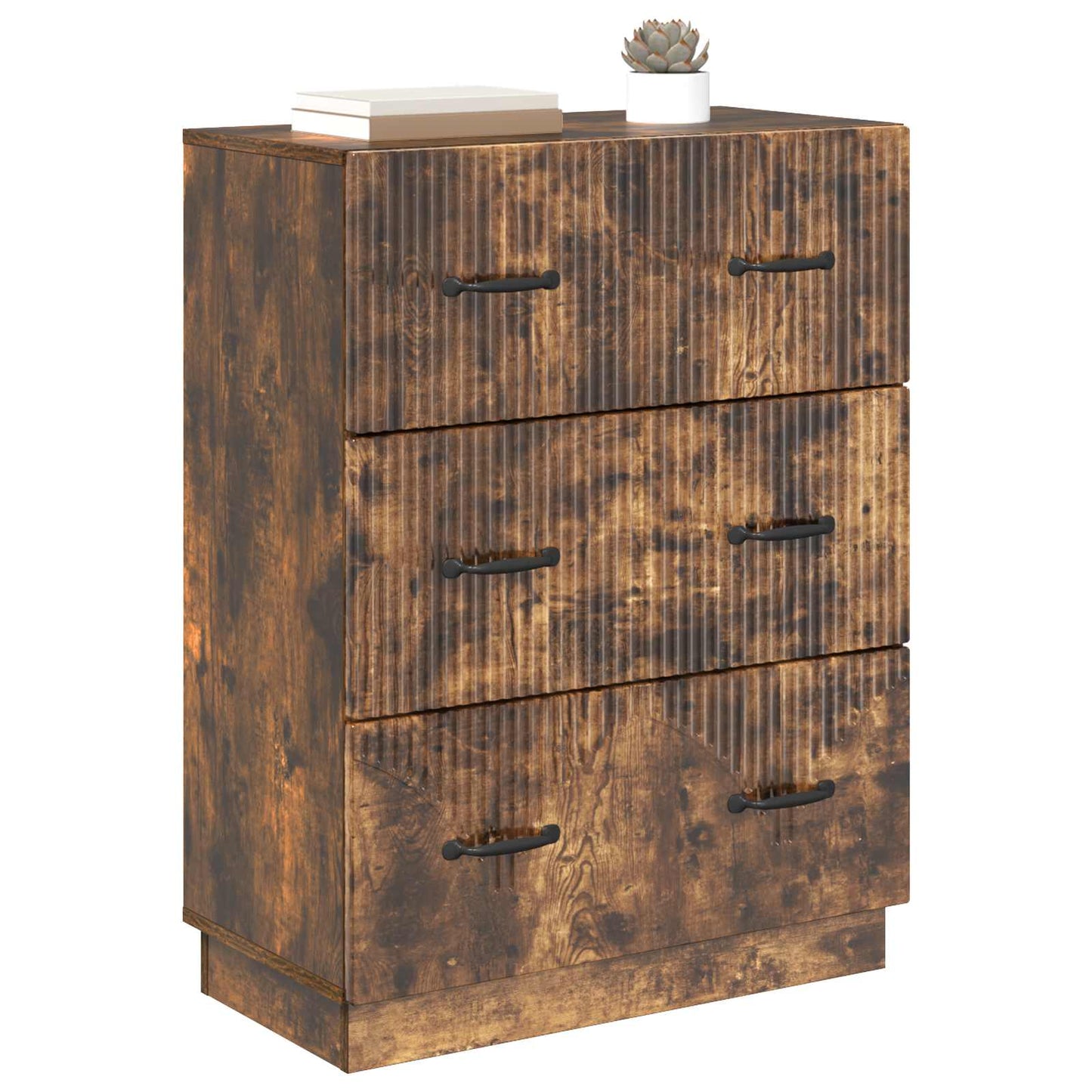 vidaXL Drawer Cabinet Smoked Oak 66 x 34.5 x 87 cm Engineered Wood