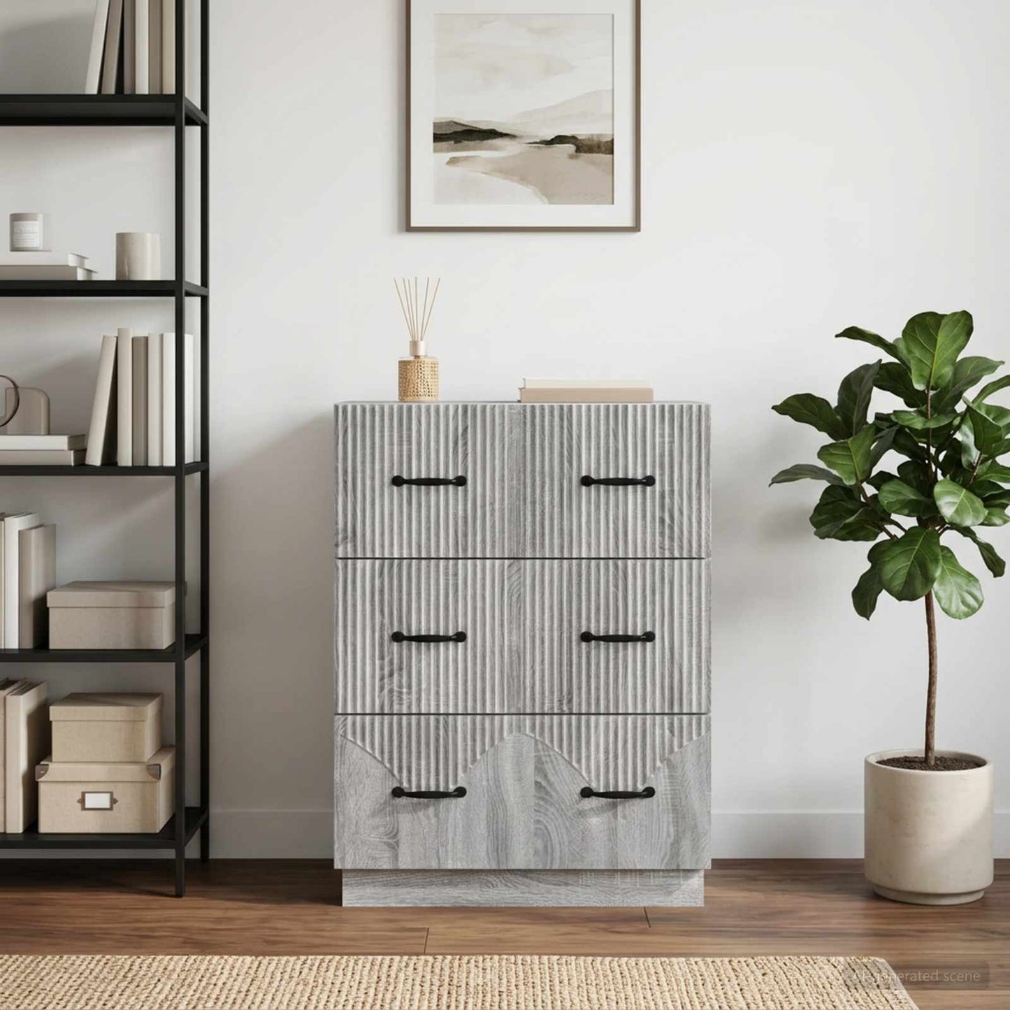 vidaXL Drawer Cabinet Grey Sonoma 66 x 34.5 x 87 cm Engineered Wood