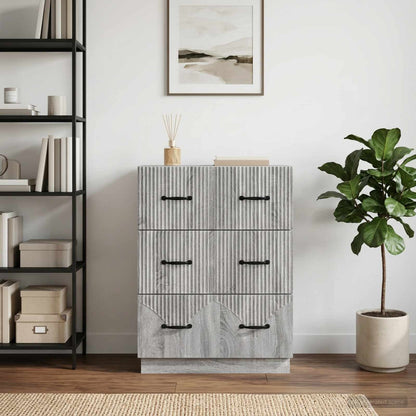 vidaXL Drawer Cabinet Grey Sonoma 66 x 34.5 x 87 cm Engineered Wood