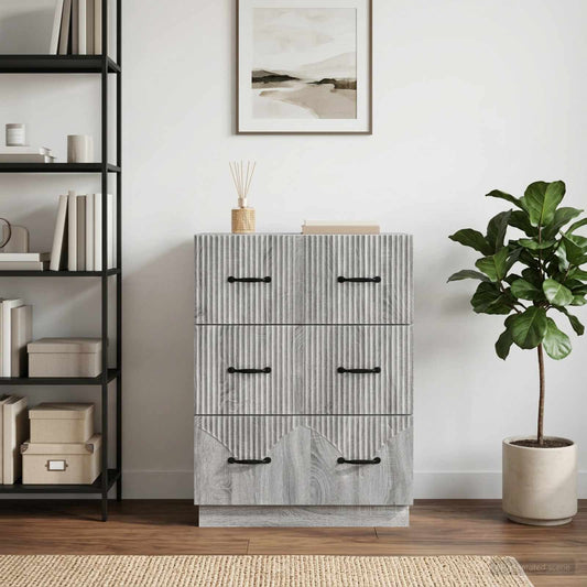 vidaXL Drawer Cabinet Grey Sonoma 66 x 34.5 x 87 cm Engineered Wood