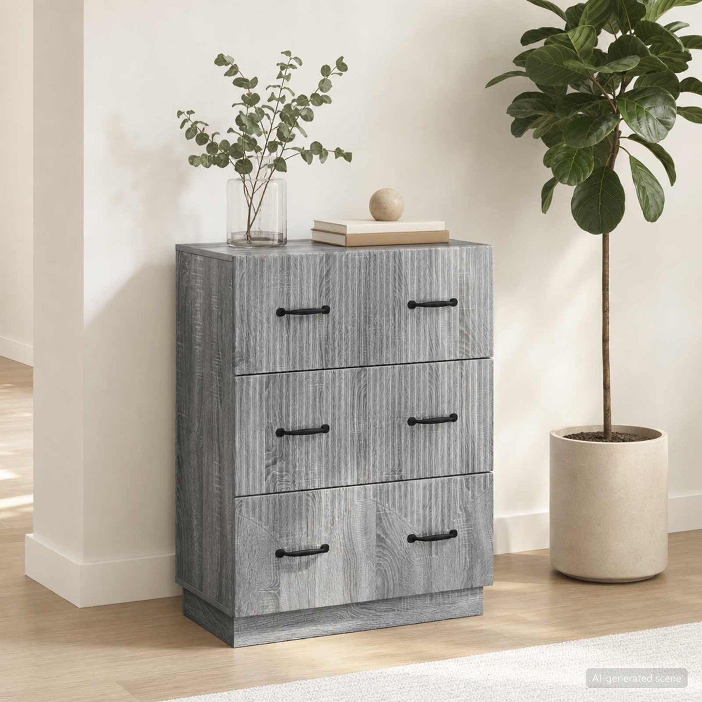 vidaXL Drawer Cabinet Grey Sonoma 66 x 34.5 x 87 cm Engineered Wood