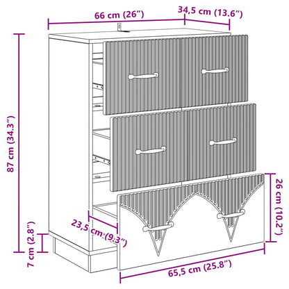 vidaXL Drawer Cabinet Grey Sonoma 66 x 34.5 x 87 cm Engineered Wood