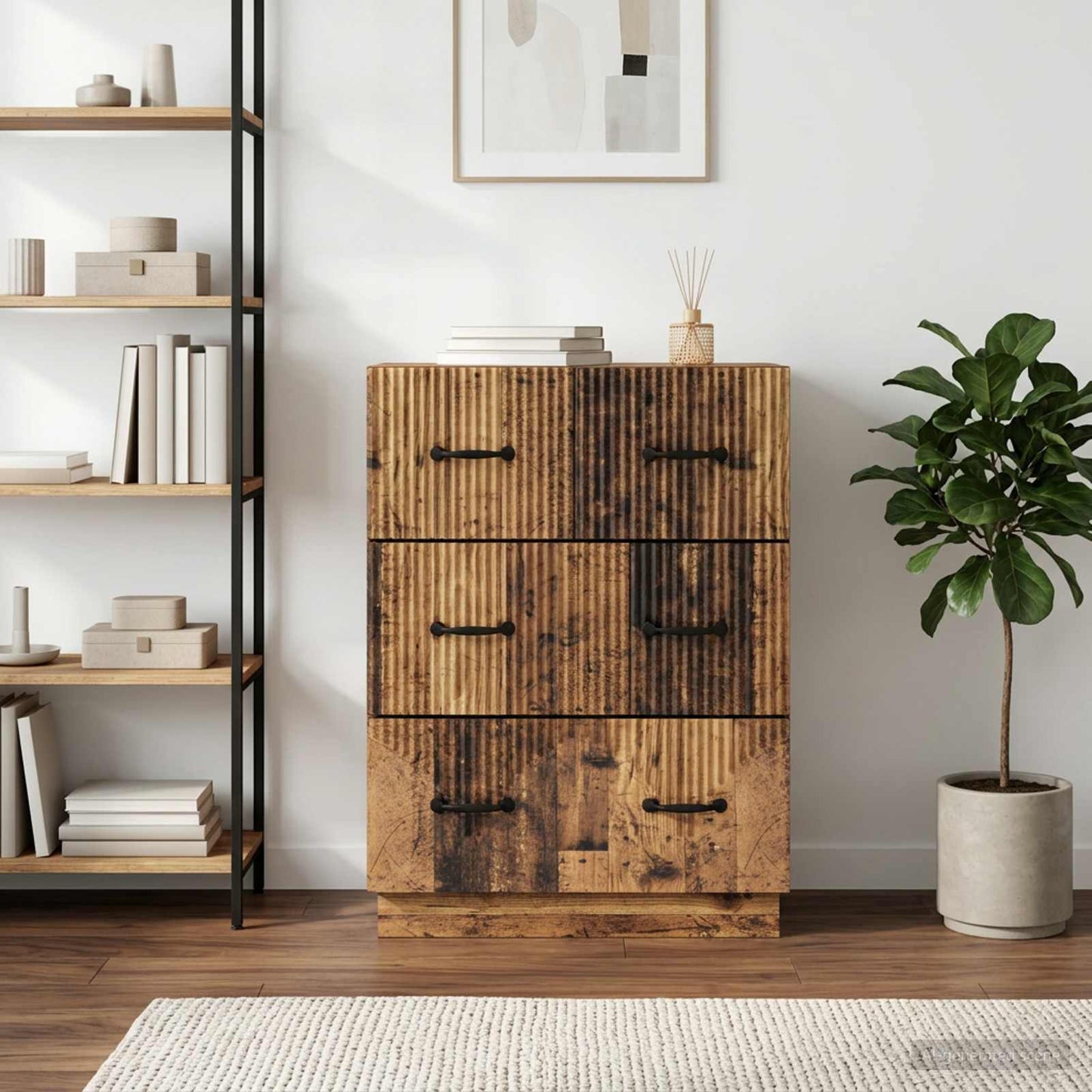 vidaXL Drawer Cabinet Old Wood 66 x 34.5 x 87 cm Engineered Wood