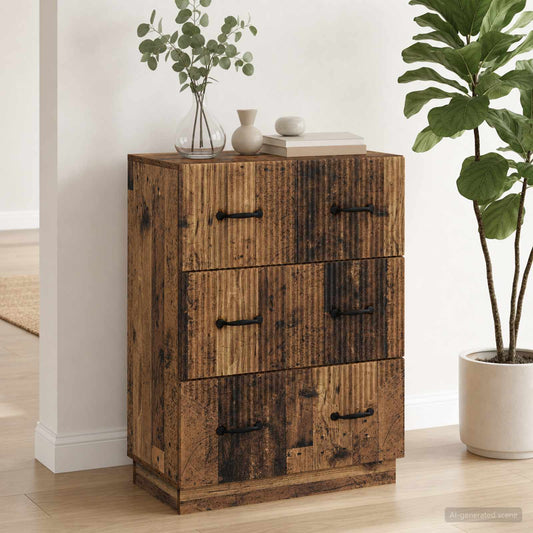 vidaXL Drawer Cabinet Old Wood 66 x 34.5 x 87 cm Engineered Wood