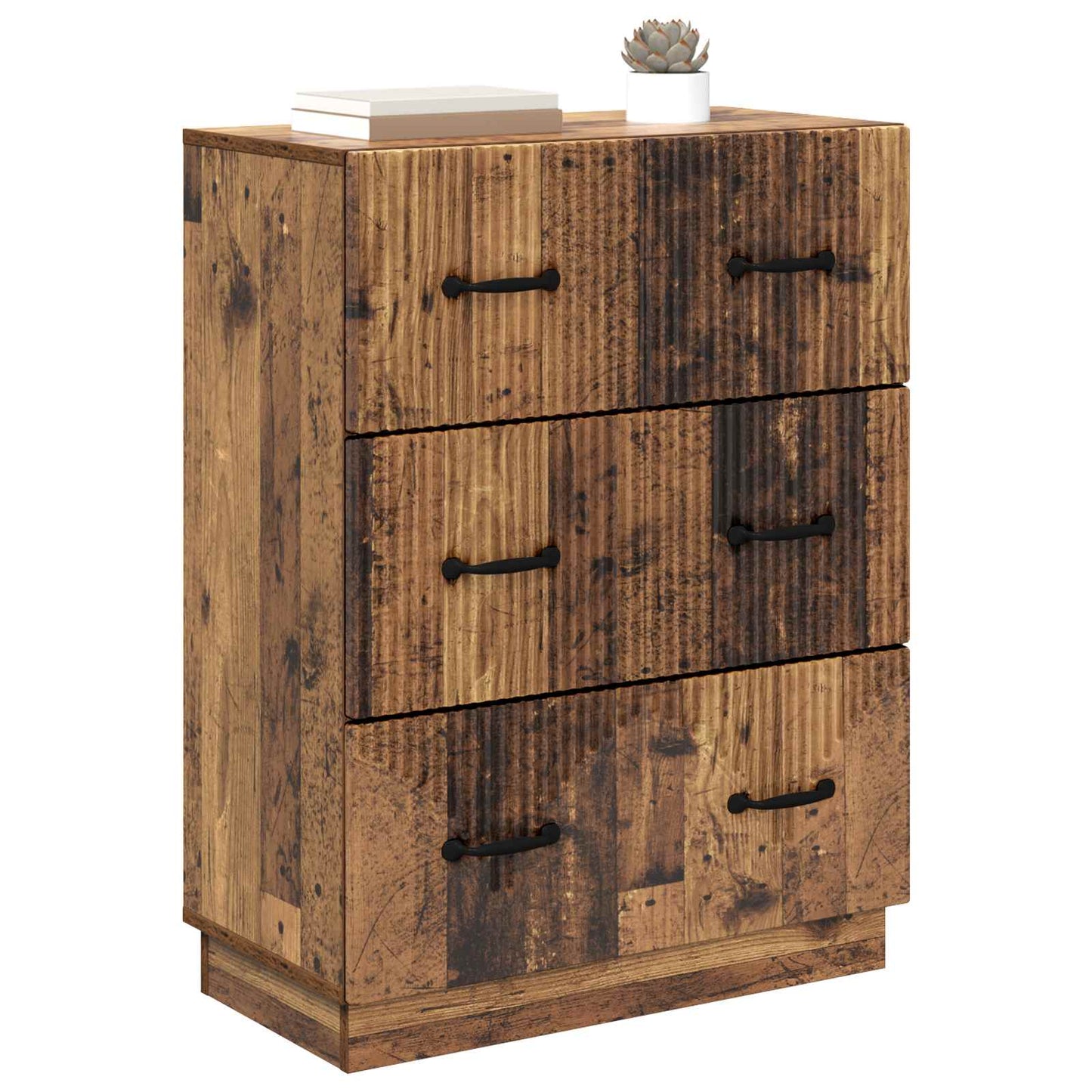 vidaXL Drawer Cabinet Old Wood 66 x 34.5 x 87 cm Engineered Wood