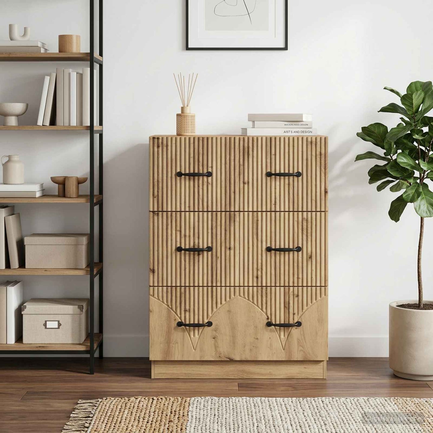 vidaXL Drawer Cabinet 66 x 34.5 x 87 cm Engineered Wood Artisan Oak