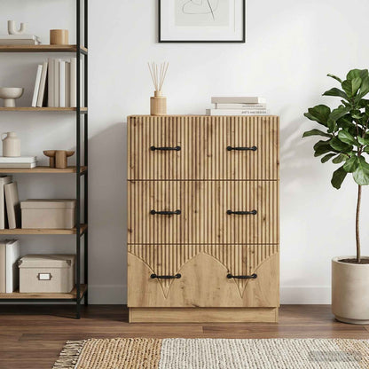 vidaXL Drawer Cabinet 66 x 34.5 x 87 cm Engineered Wood Artisan Oak