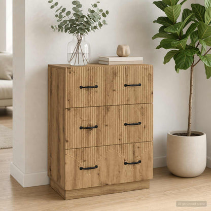 vidaXL Drawer Cabinet 66 x 34.5 x 87 cm Engineered Wood Artisan Oak