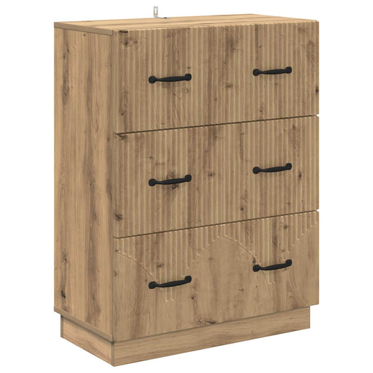 vidaXL Drawer Cabinet 66 x 34.5 x 87 cm Engineered Wood Artisan Oak