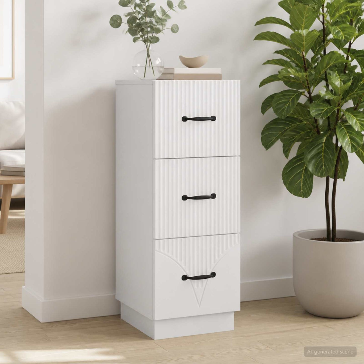 vidaXL Drawer Cabinet White 33 x 34.5 x 87 cm Engineered Wood