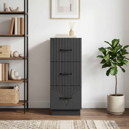 vidaXL Drawer Cabinet Black 33 x 34.5 x 87 cm Engineered Wood