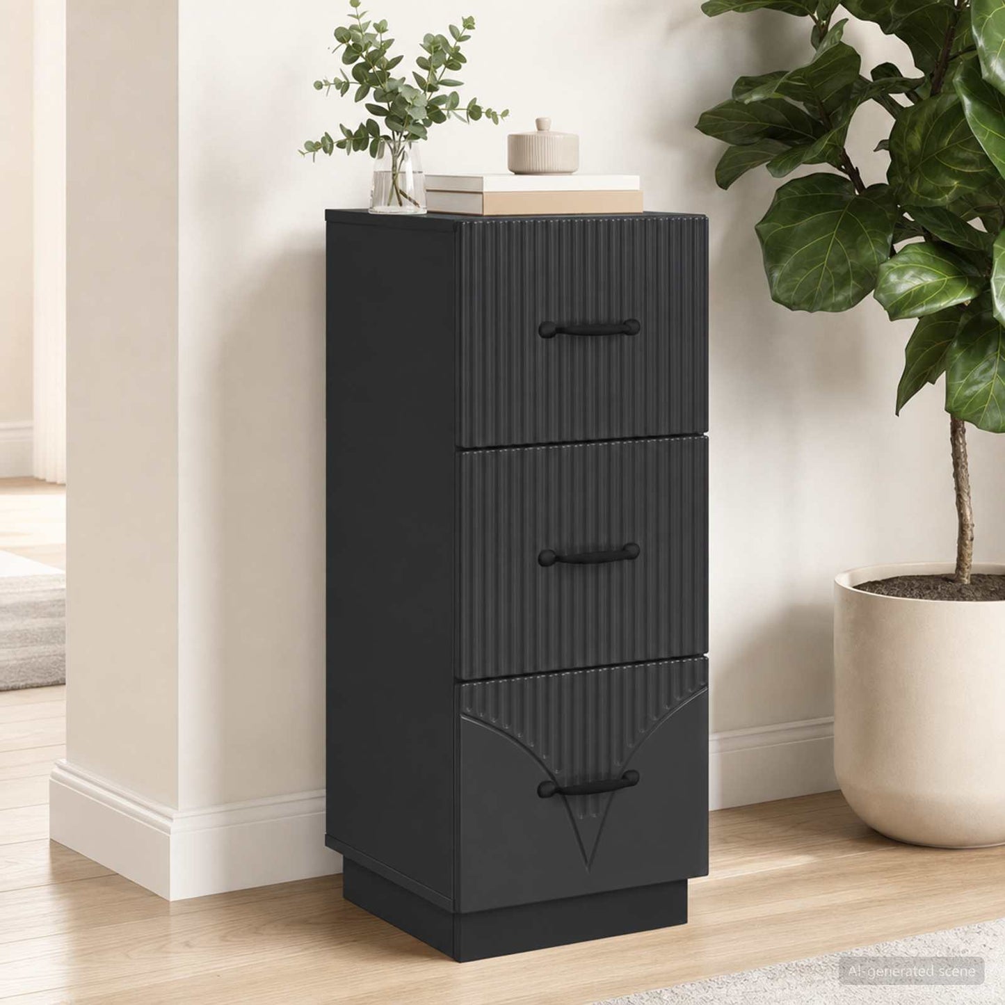 vidaXL Drawer Cabinet Black 33 x 34.5 x 87 cm Engineered Wood