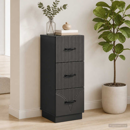 vidaXL Drawer Cabinet Black 33 x 34.5 x 87 cm Engineered Wood
