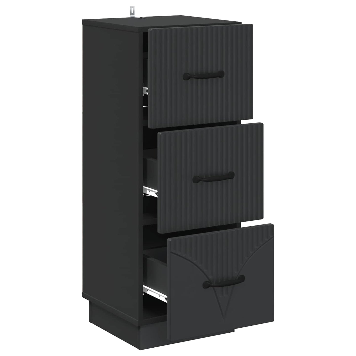 vidaXL Drawer Cabinet Black 33 x 34.5 x 87 cm Engineered Wood