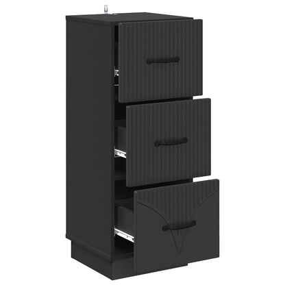 vidaXL Drawer Cabinet Black 33 x 34.5 x 87 cm Engineered Wood