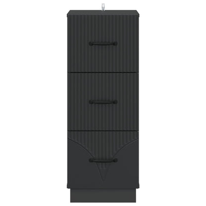 vidaXL Drawer Cabinet Black 33 x 34.5 x 87 cm Engineered Wood