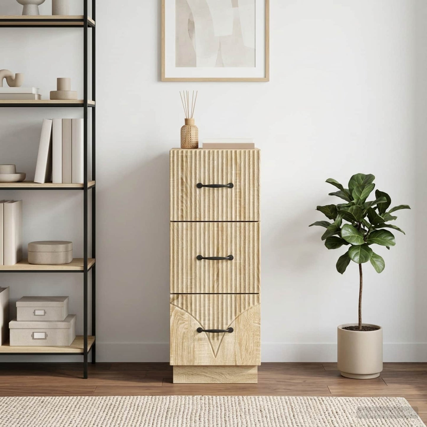 vidaXL Drawer Cabinet Sonoma Oak 33 x 34.5 x 87 cm Engineered Wood