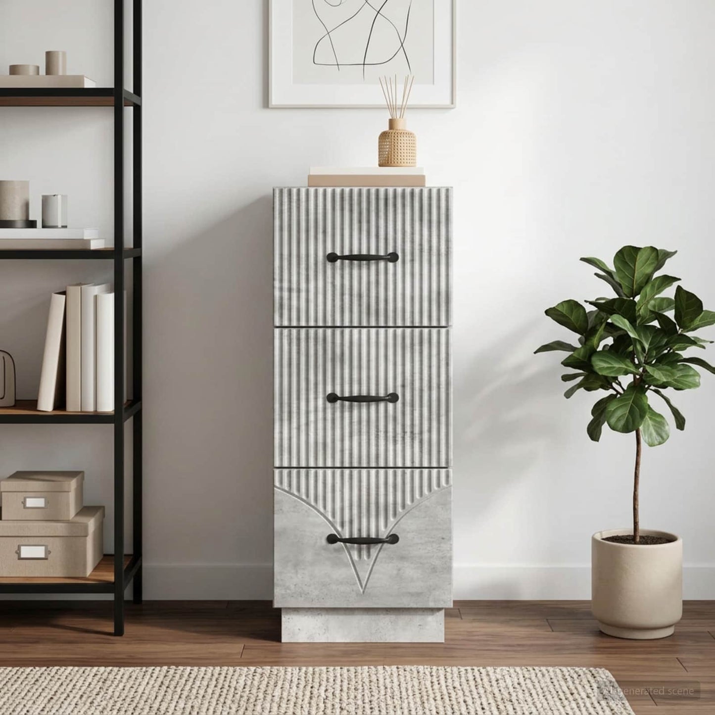 vidaXL Drawer Cabinet Concrete Grey 33 x 34.5 x 87 cm Engineered Wood