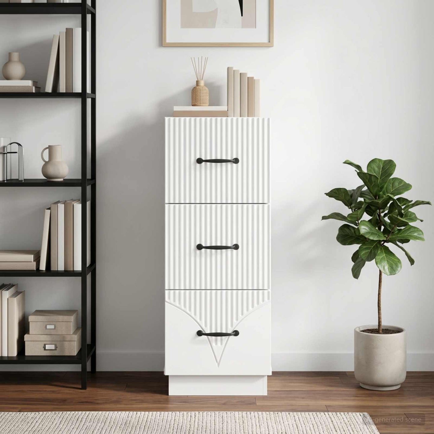 vidaXL Drawer Cabinet High Gloss White 33 x 34.5 x 87 cm
