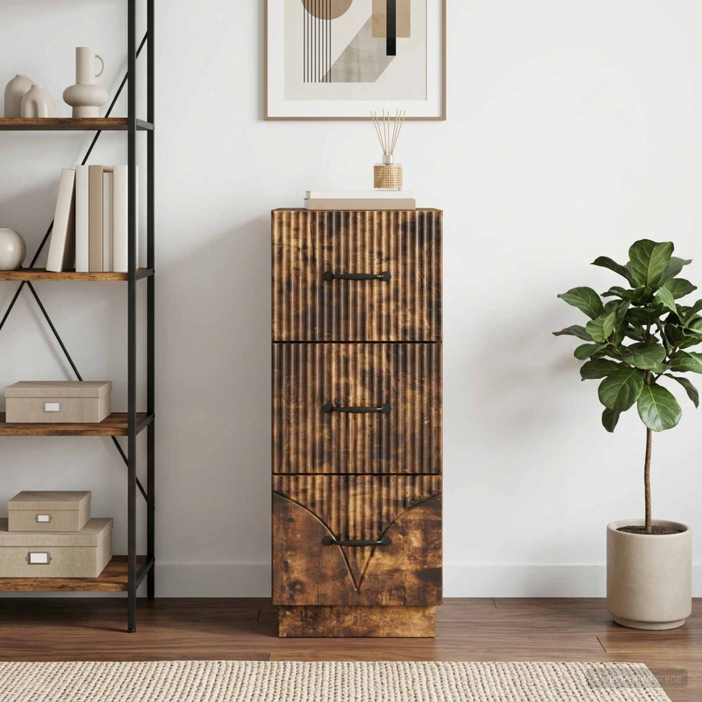 vidaXL Drawer Cabinet Smoked Oak 33 x 34.5 x 87 cm Engineered Wood