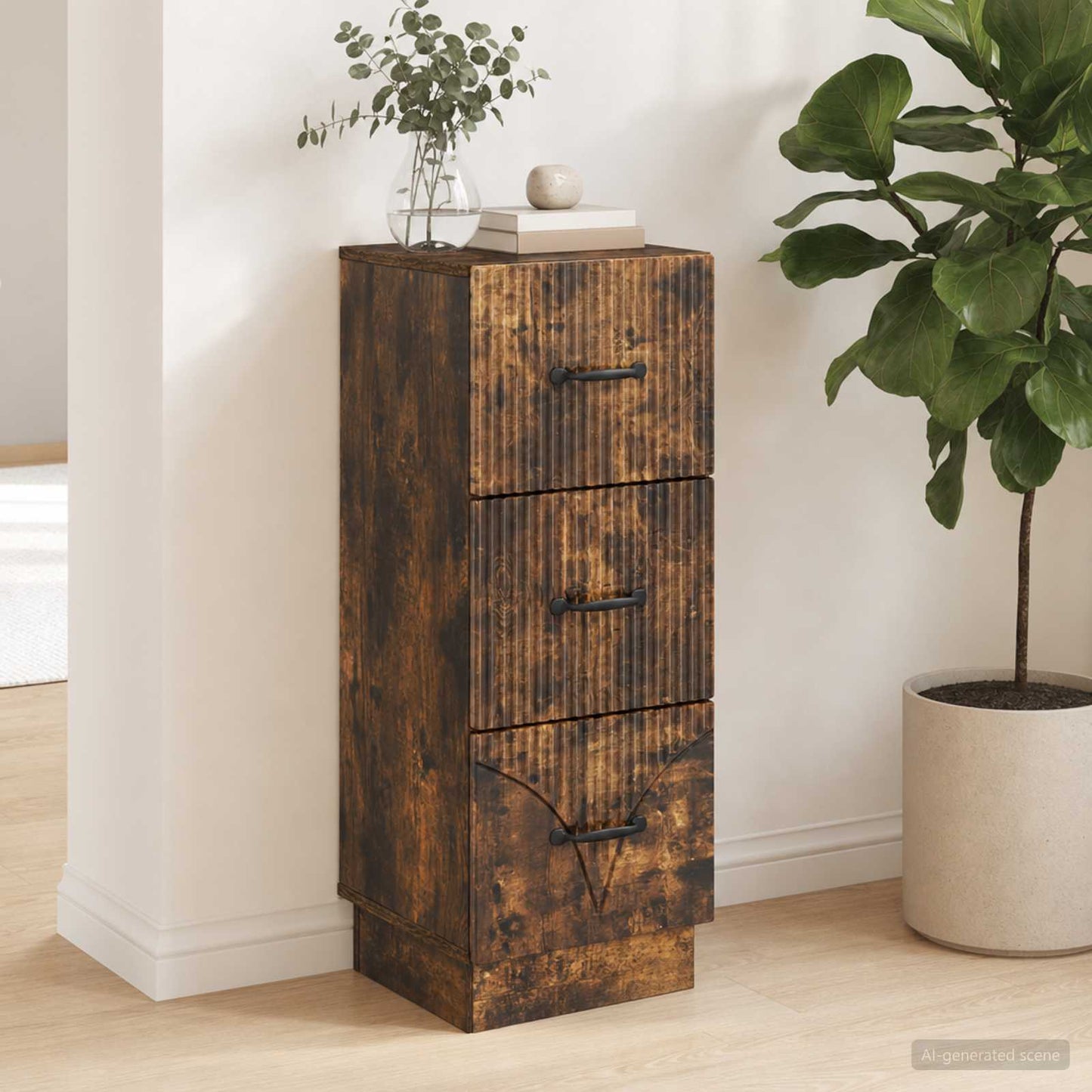 vidaXL Drawer Cabinet Smoked Oak 33 x 34.5 x 87 cm Engineered Wood