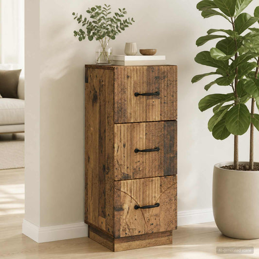vidaXL Drawer Cabinet Old Wood 33 x 34.5 x 87 cm Engineered Wood