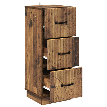 vidaXL Drawer Cabinet Old Wood 33 x 34.5 x 87 cm Engineered Wood