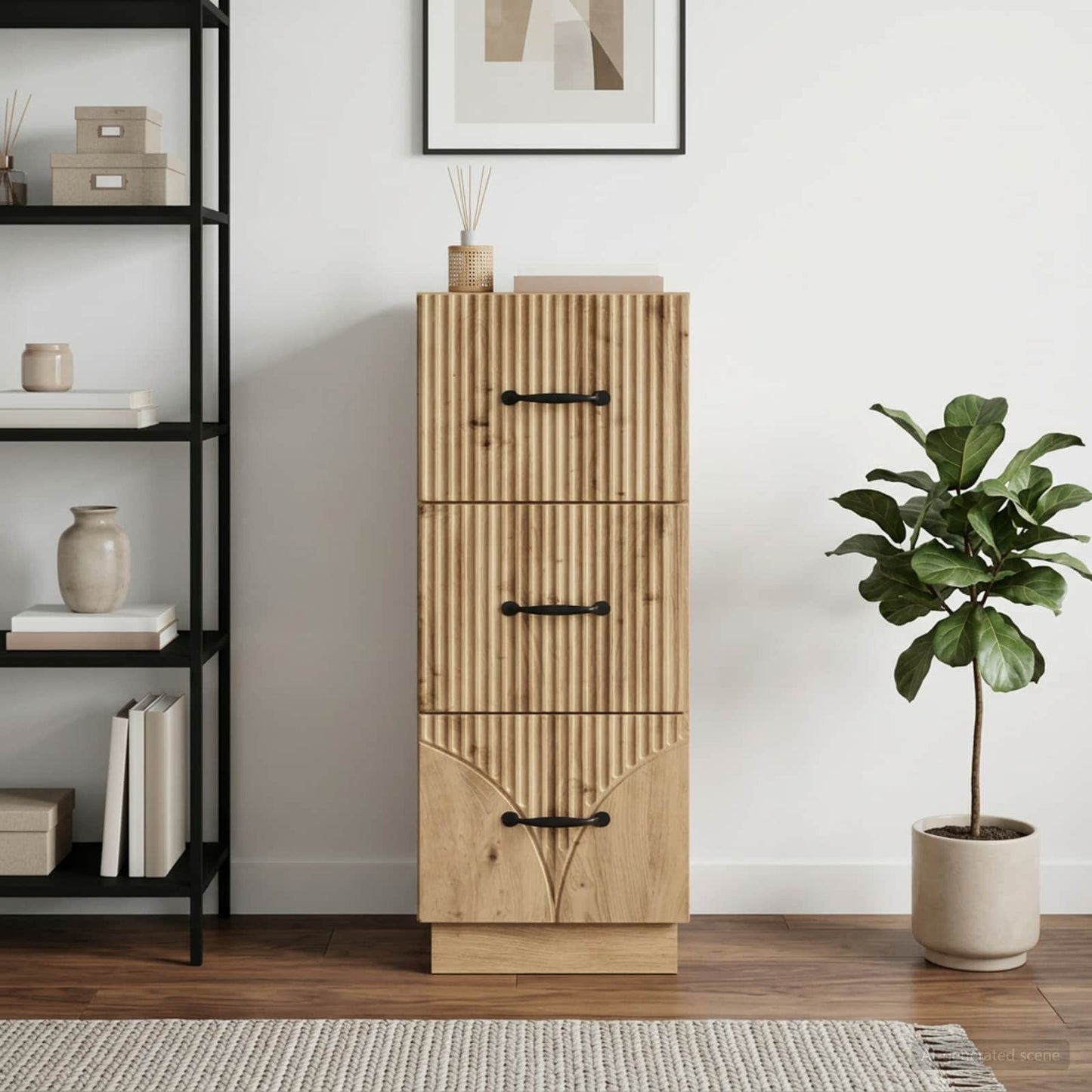 vidaXL Drawer Cabinet 33 x 34.5 x 87 cm Engineered Wood Artisan Oak